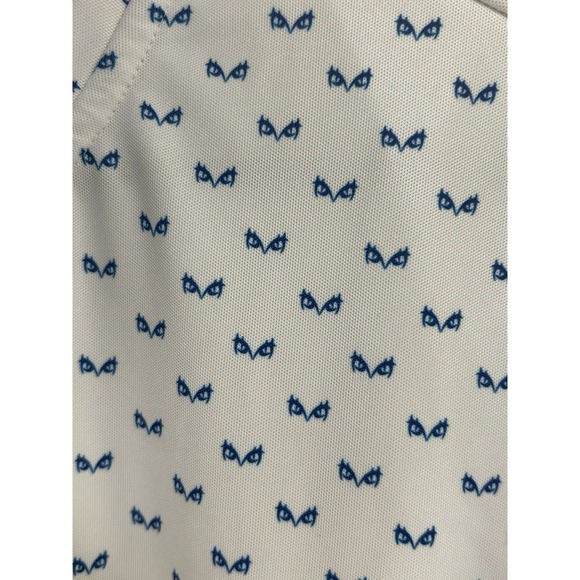 Adidas Golf Polo Shirt Mens LARGE White All Over Print Performance UPF Stretch - Picture 8 of 8